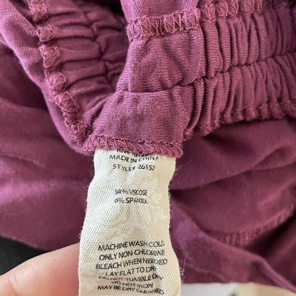 Soft Surroundings Top Women's Large Blouse Mock Neck Ruched Plum Purple Stretch - Picture 7 of 7